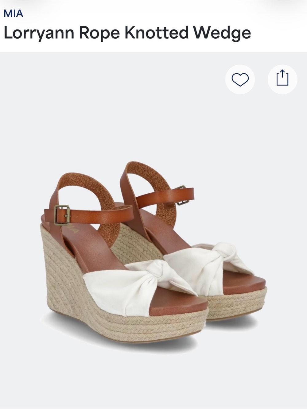 MIA Tan Leather Espadrille Platform Wedges